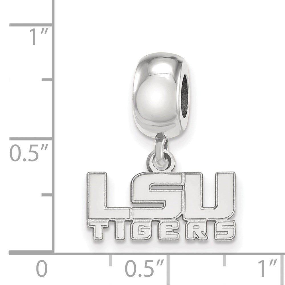 Sterling Silver Rhodium-plated LogoArt Louisiana State University L-S-U Tigers Extra Small Dangle Bead Charm
