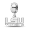 Sterling Silver Rhodium-plated LogoArt Louisiana State University L-S-U Tigers Extra Small Dangle Bead Charm