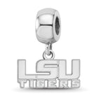 Sterling Silver Rhodium-plated LogoArt Louisiana State University L-S-U Tigers Extra Small Dangle Bead Charm