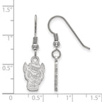 Sterling Silver Rhodium-plated LogoArt North Carolina State University Wolf Small Dangle Wire Earrings