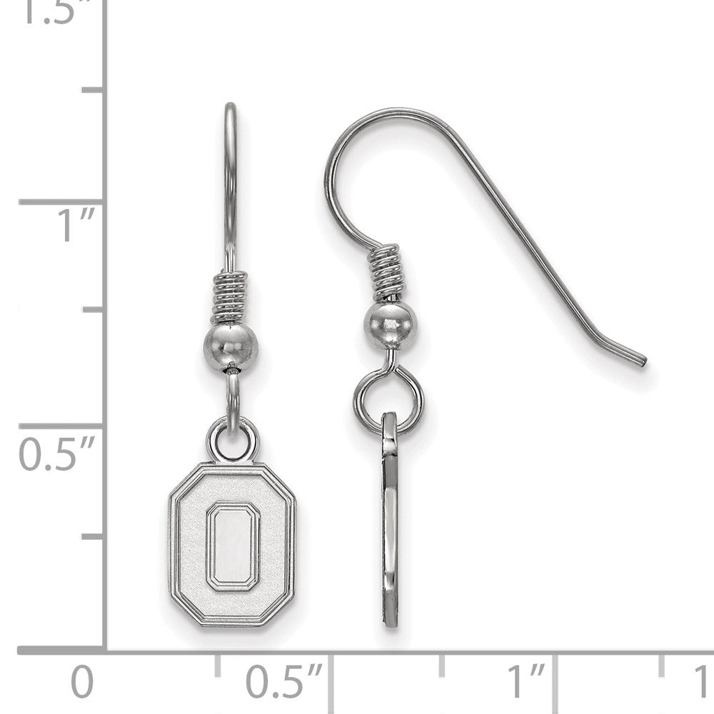 Sterling Silver Rhodium-plated LogoArt The Ohio State University Letter O Extra Small Dangle Wire Earrings