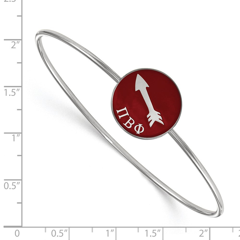Sterling Silver Rh-plated LogoArt Pi Beta Phi Enameled Slip-on Bangle