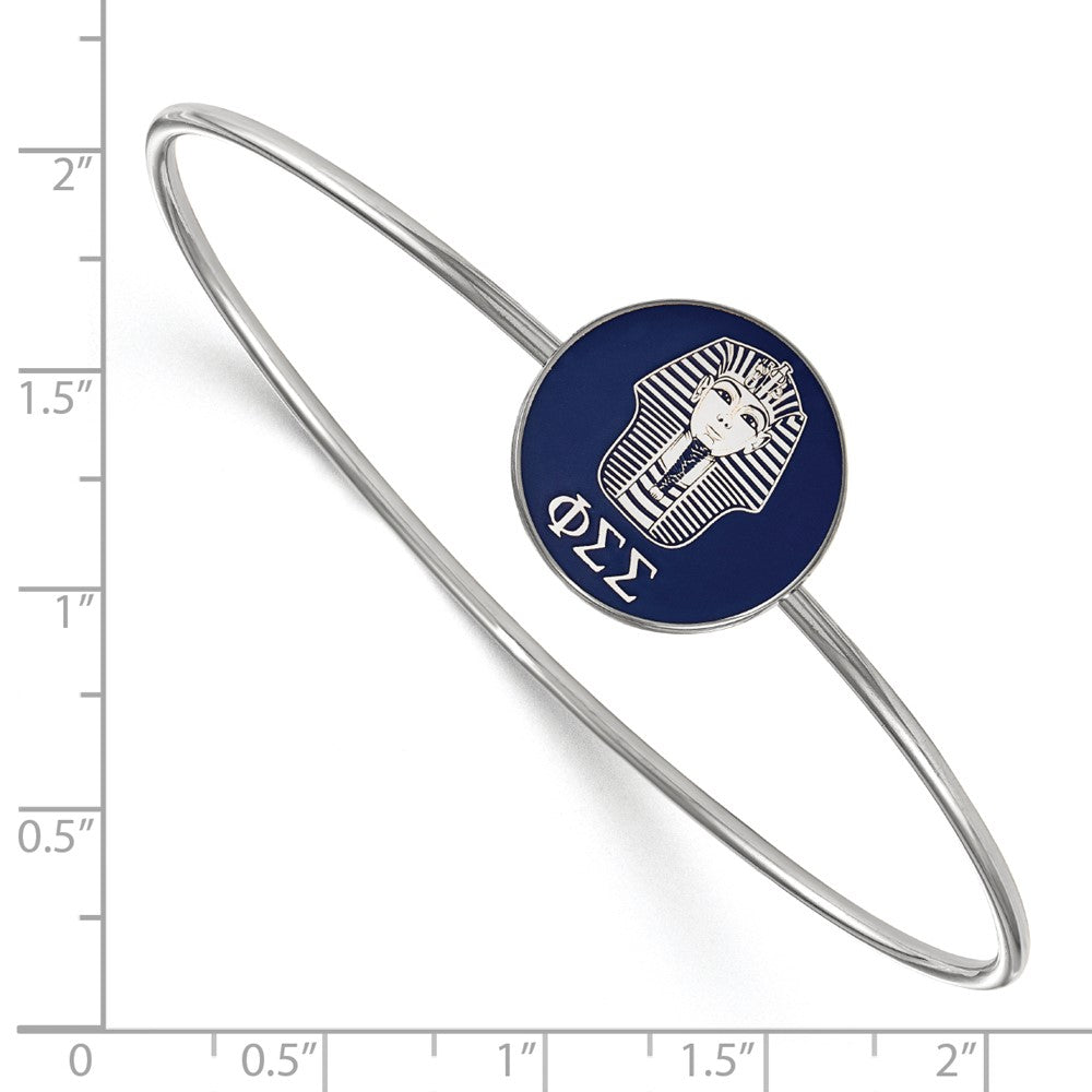 Sterling Silver Rh-plated LogoArt Phi Sigma Sigma Enameled Slip-on Bangle