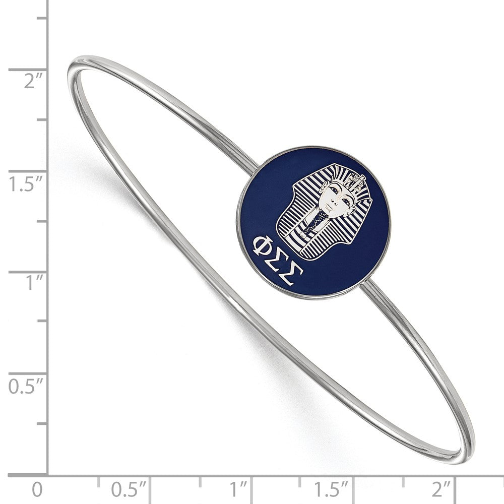 Sterling Silver Rh-plated LogoArt Phi Sigma Sigma Enameled Slip-on Bangle