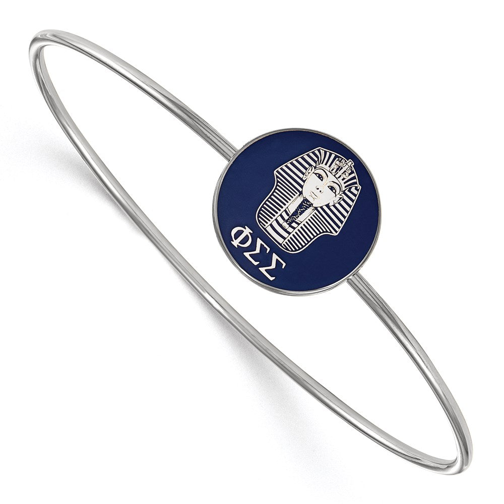 Sterling Silver Rh-plated LogoArt Phi Sigma Sigma Enameled Slip-on Bangle