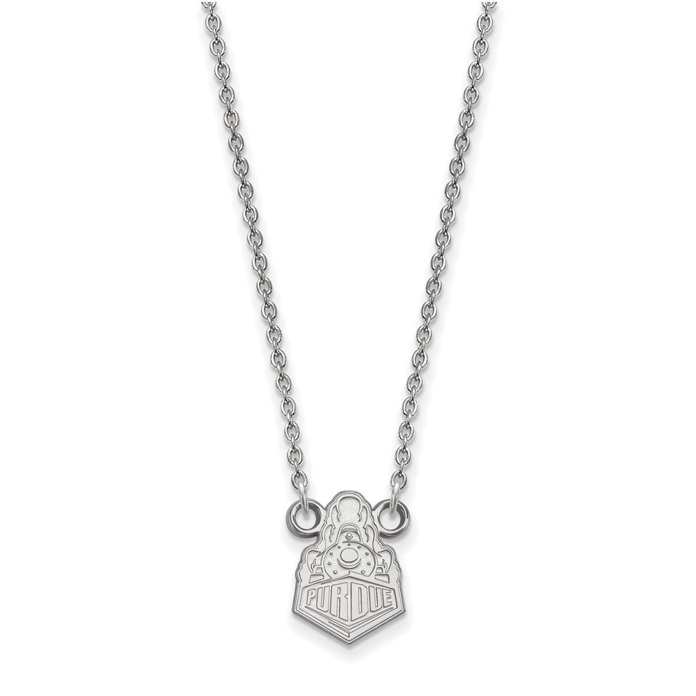 Sterling Silver Rhodium-plated LogoArt Purdue University Boilermakers Train Logo Small Pendant 18 inch Necklace