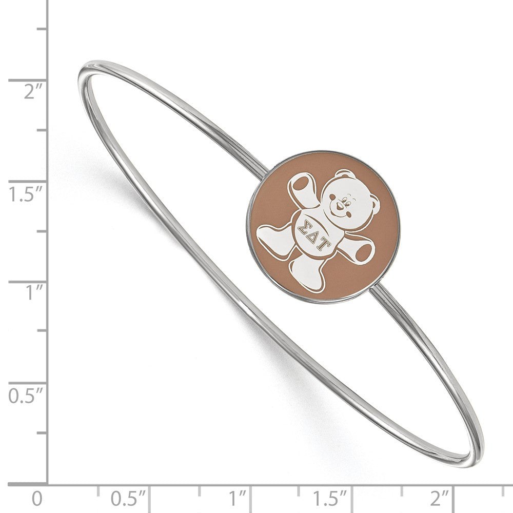 Sterling Silver Rh-plated LogoArt Sigma Delta Tau Enameled Slip-on Bangle