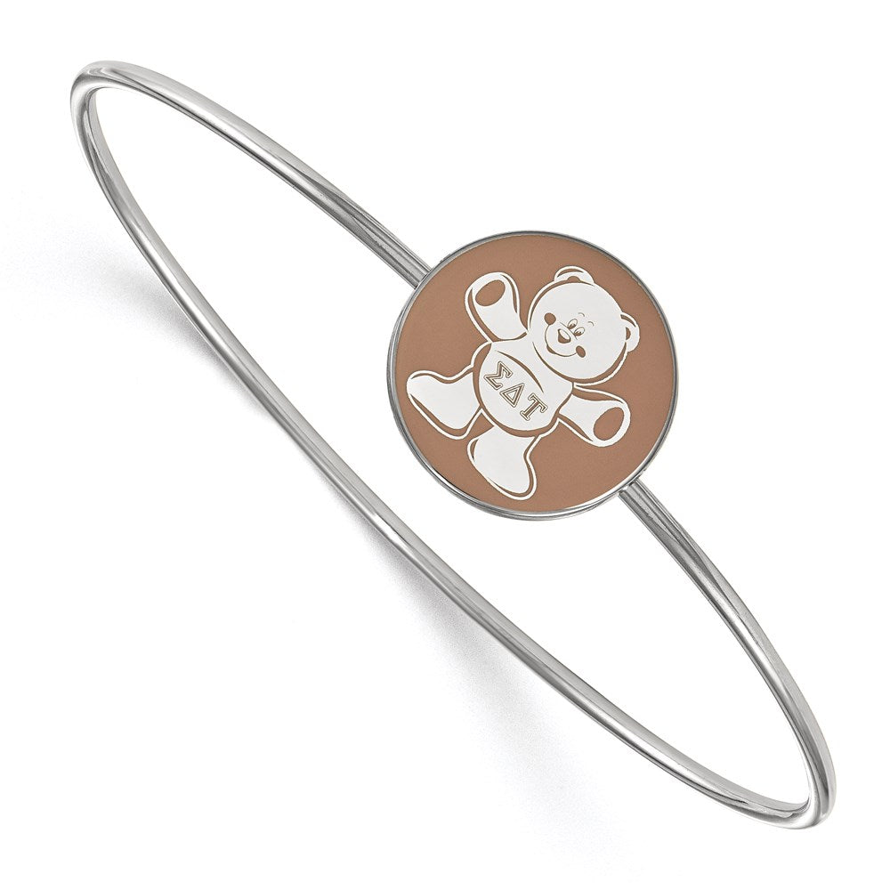 Sterling Silver Rh-plated LogoArt Sigma Delta Tau Enameled Slip-on Bangle