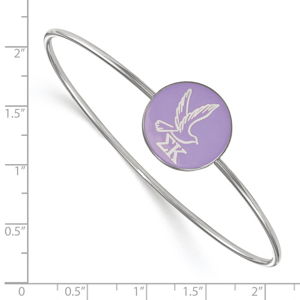 Sterling Silver Rh-plated LogoArt Sigma Kappa Enameled Slip-on Bangle
