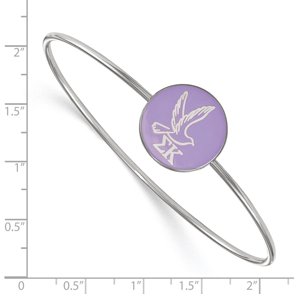 Sterling Silver Rh-plated LogoArt Sigma Kappa Enameled Slip-on Bangle
