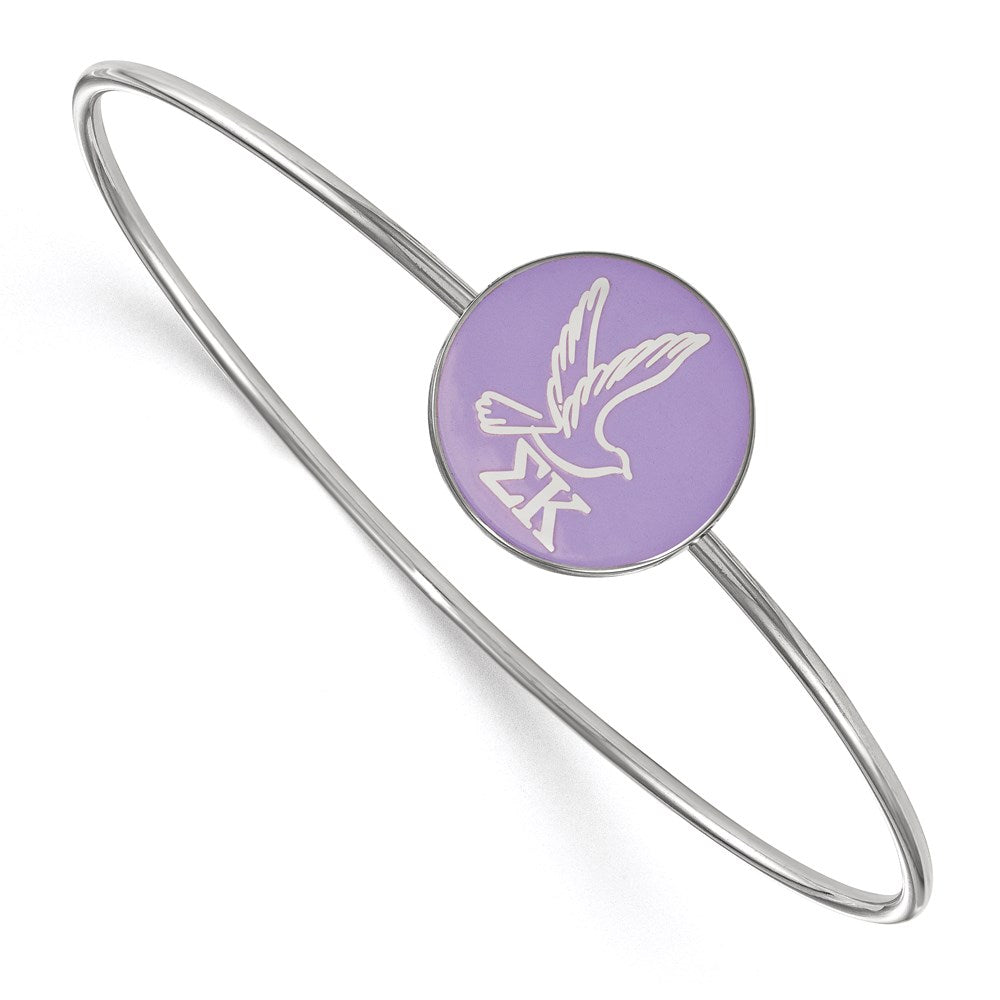Sterling Silver Rh-plated LogoArt Sigma Kappa Enameled Slip-on Bangle