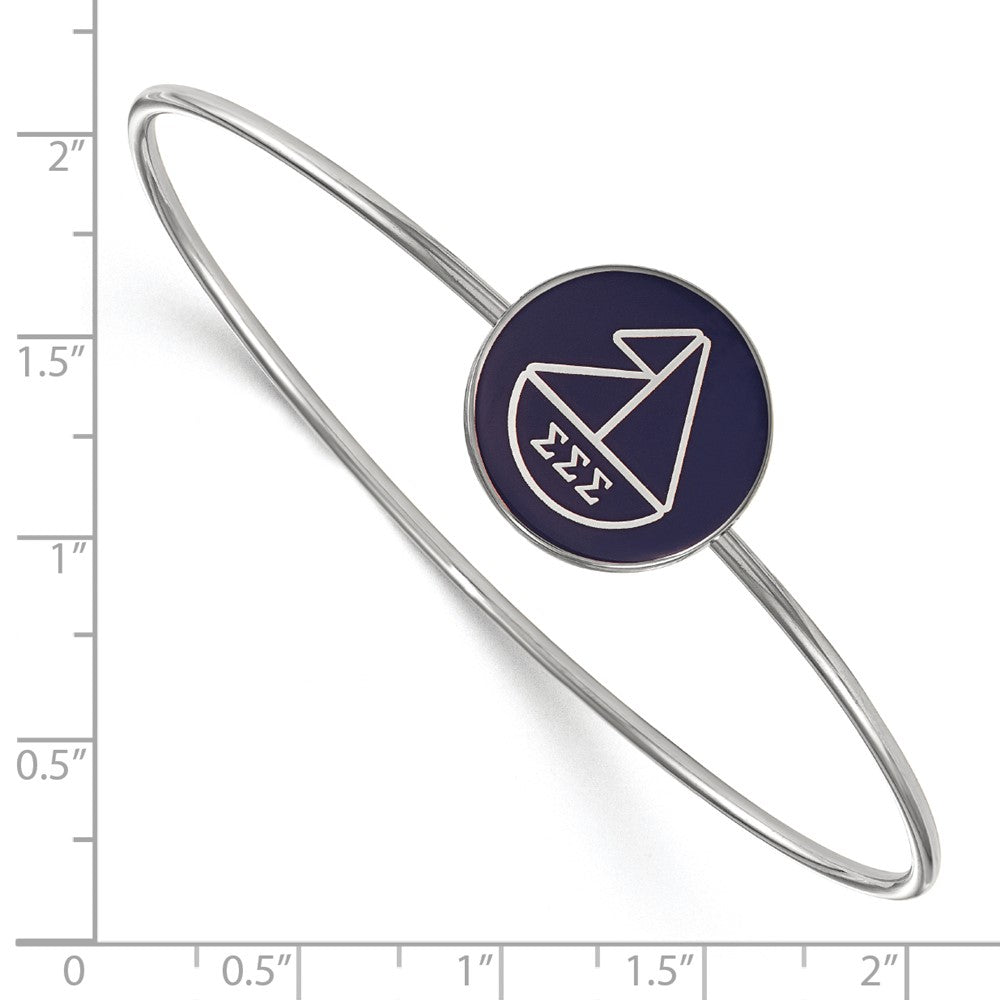 Sterling S. Rh-plated LogoArt Sigma Sigma Sigma Enameled Slip-on Bangle
