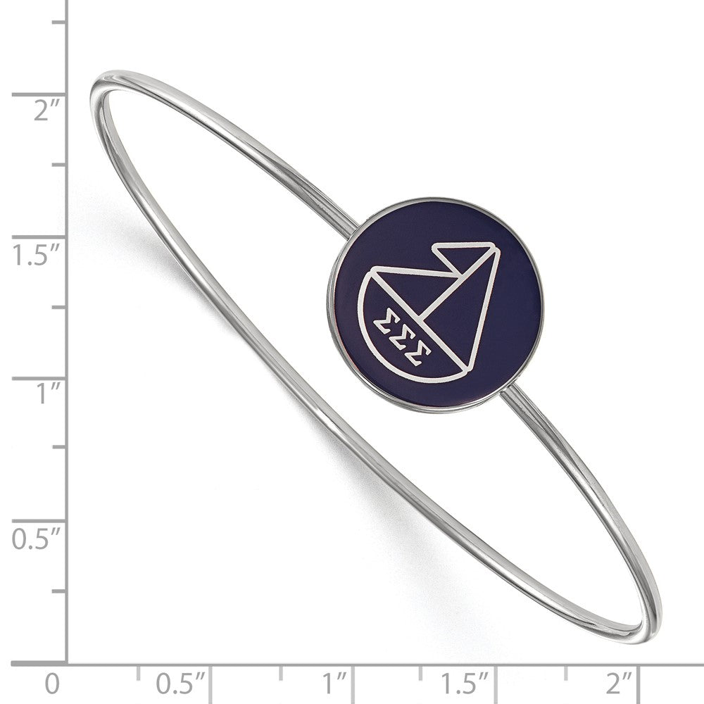 Sterling S. Rh-plated LogoArt Sigma Sigma Sigma Enameled Slip-on Bangle