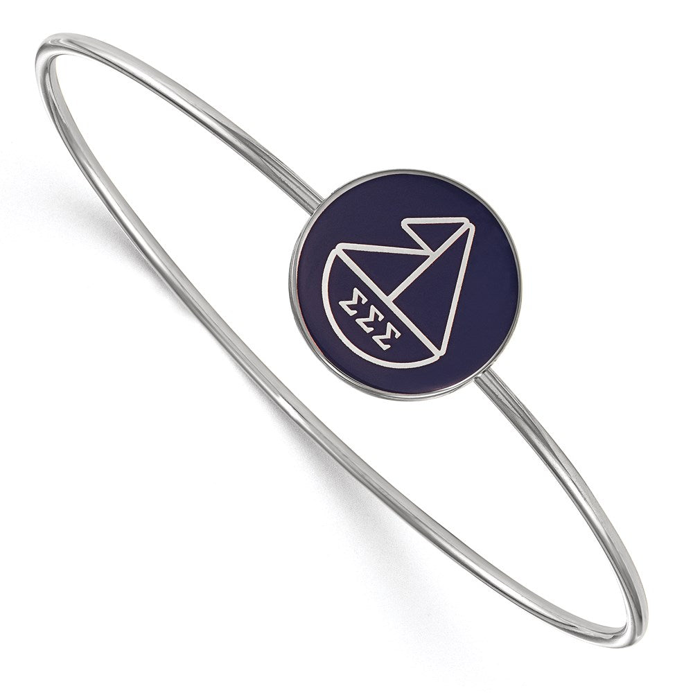 Sterling S. Rh-plated LogoArt Sigma Sigma Sigma Enameled Slip-on Bangle