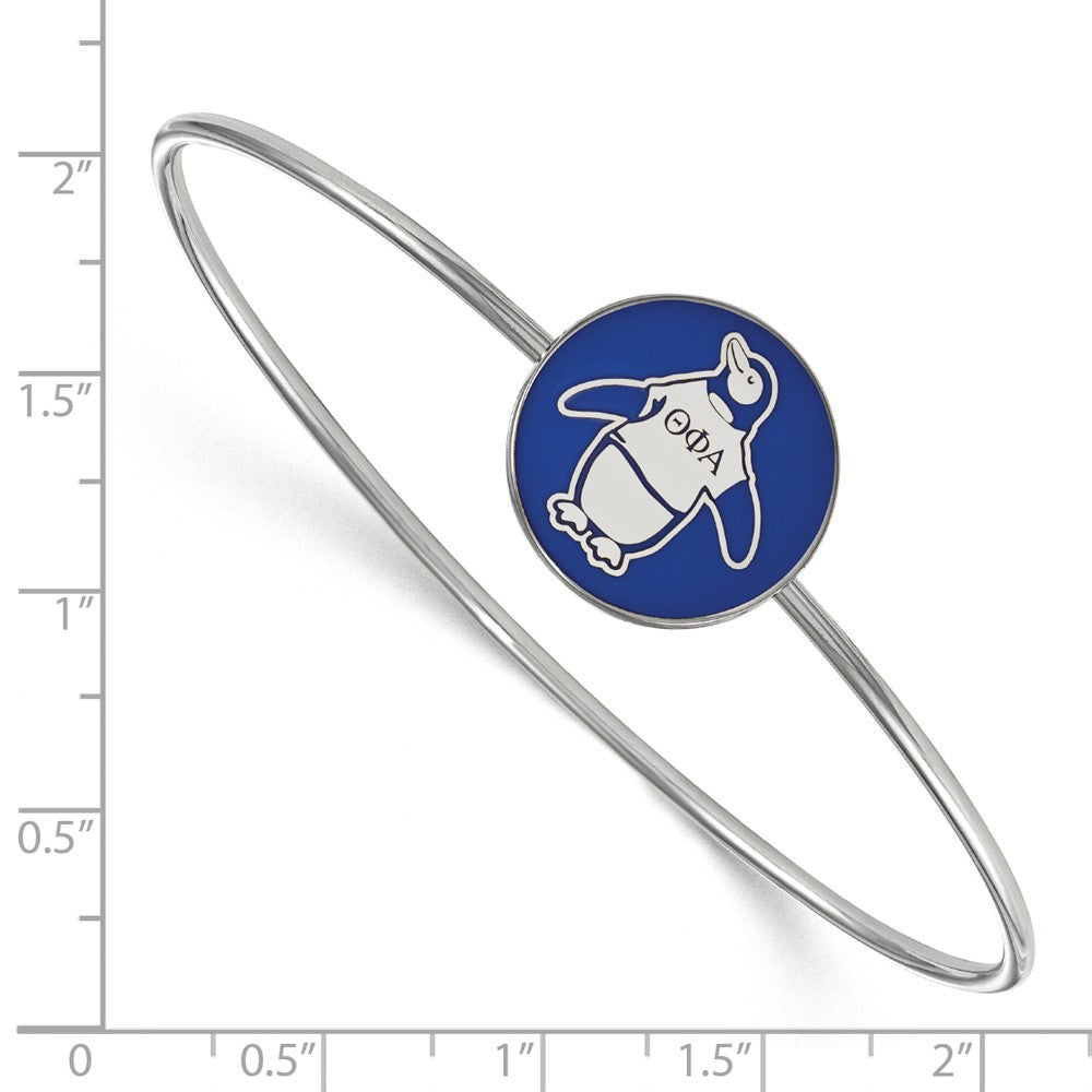 Sterling Silver Rh-plated LogoArt Theta Phi Alpha Enameled Slip-on Bangle
