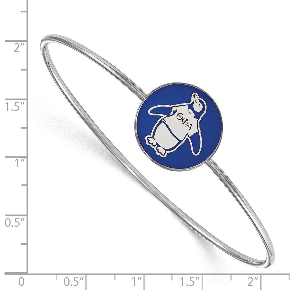 Sterling Silver Rh-plated LogoArt Theta Phi Alpha Enameled Slip-on Bangle