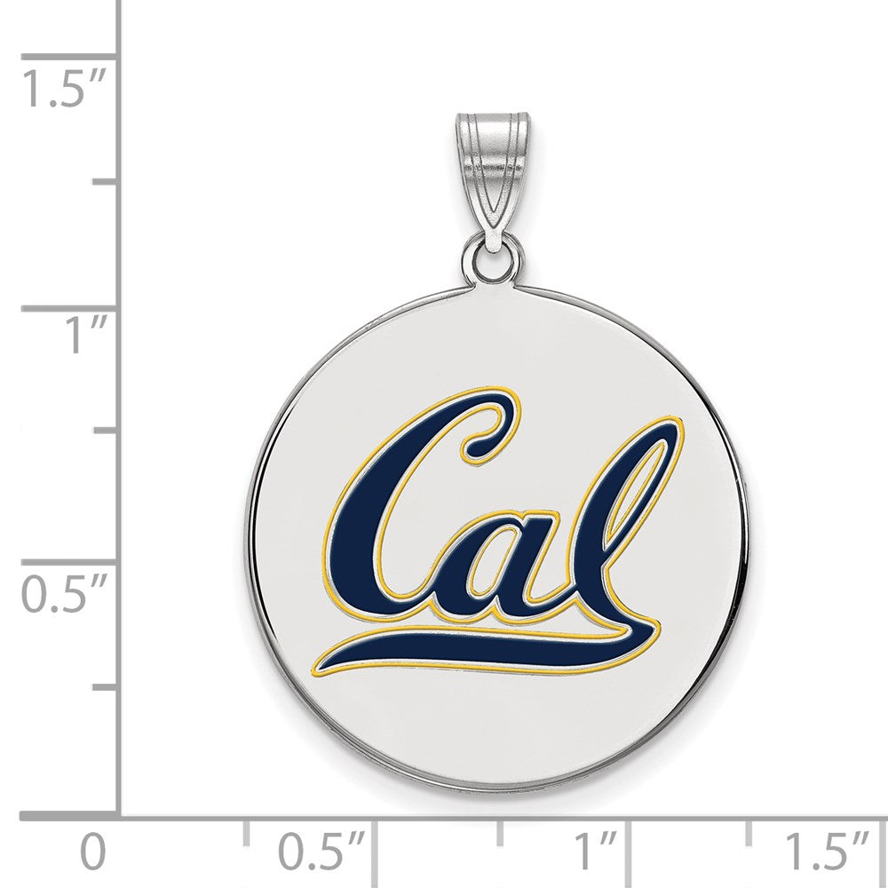 Sterling Silver Rhodium-plated LogoArt University of California Berkeley Extra Large Enameled Disc Pendant