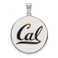 Sterling Silver Rhodium-plated LogoArt University of California Berkeley Extra Large Enameled Disc Pendant