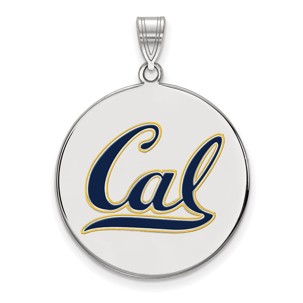 Sterling Silver Rhodium-plated LogoArt University of California Berkeley Extra Large Enameled Disc Pendant