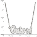 Sterling Silver Rhodium-plated LogoArt University of Florida Gators Script Small Pendant 18 inch Necklace