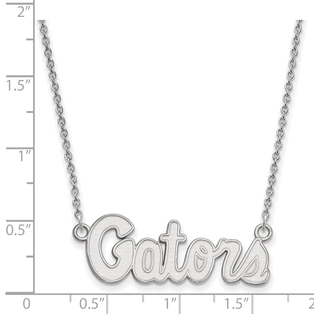 Sterling Silver Rhodium-plated LogoArt University of Florida Gators Script Small Pendant 18 inch Necklace