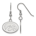 Sterling Silver Rhodium-plated LogoArt University of Iowa Hawk Small Oval Dangle Wire Earrings