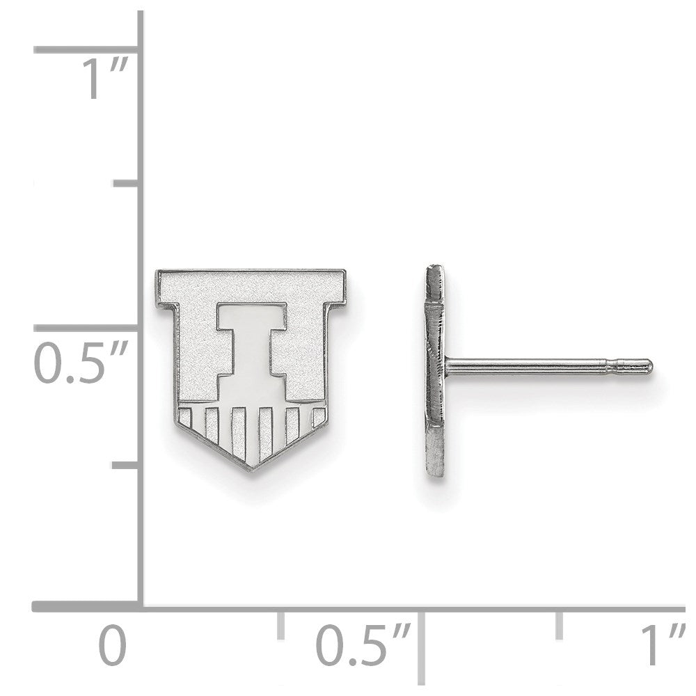 Sterling Silver Rhodium-plated LogoArt University of Illinois Victory Badge Extra Small Post Earrings