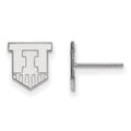 10k White Gold LogoArt University of Illinois Victory Badge Extra Small Post Earrings