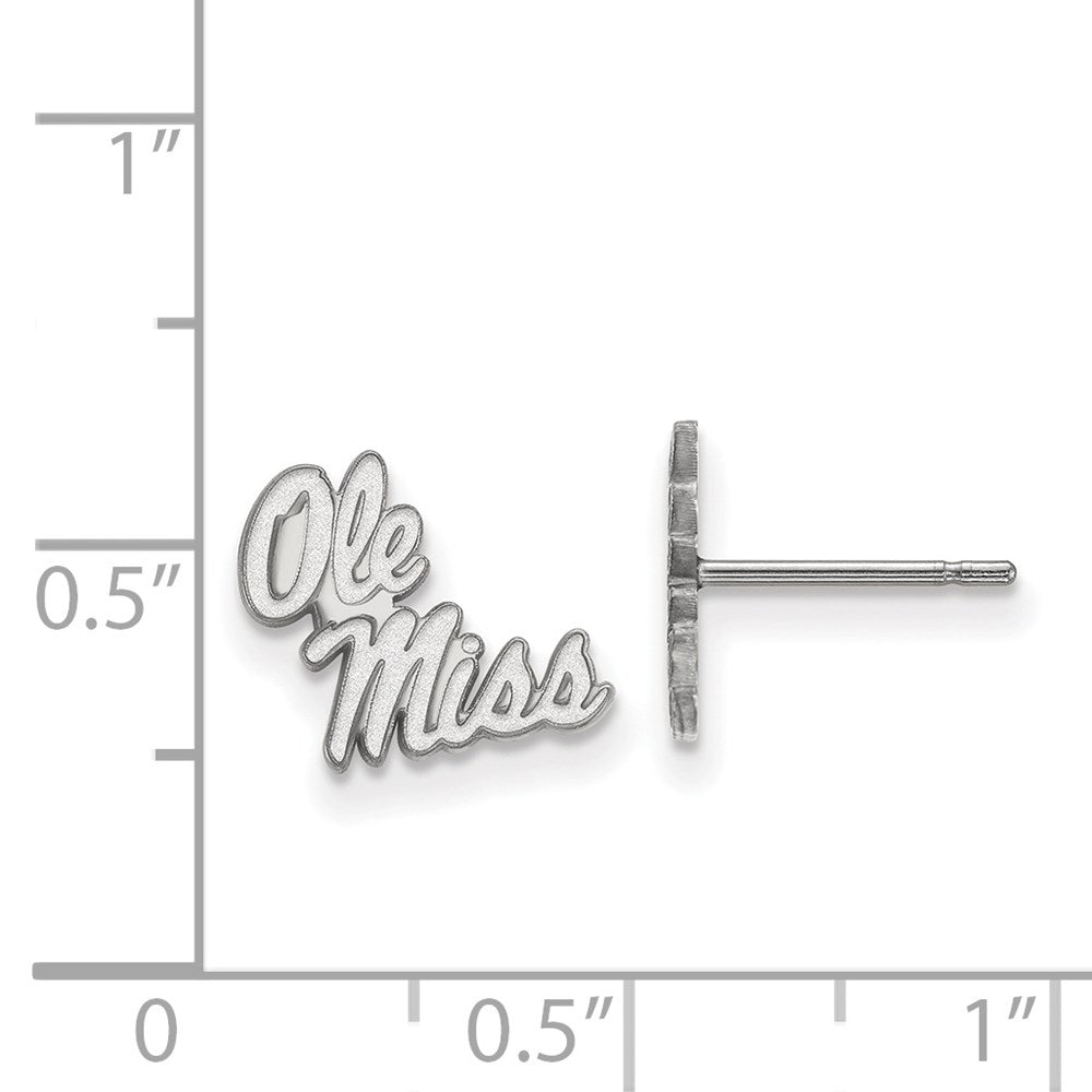 14k White Gold LogoArt University of Mississippi Ole Miss Extra Small Post Earrings