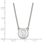 Sterling Silver Rhodium-plated LogoArt University of North Carolina Tar Heel Small Disc Pendant  18 inch Necklace