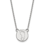 Sterling Silver Rhodium-plated LogoArt University of North Carolina Tar Heel Small Disc Pendant  18 inch Necklace