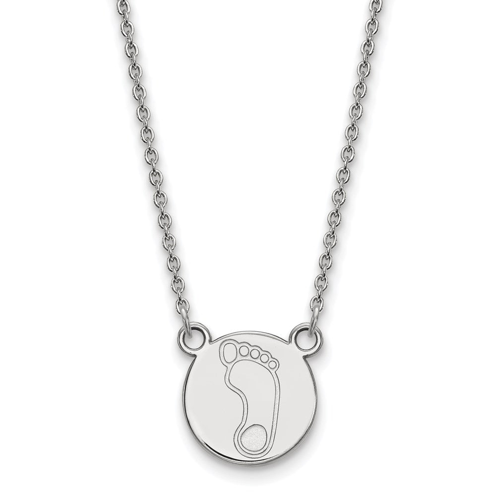 Sterling Silver Rhodium-plated LogoArt University of North Carolina Tar Heel Small Disc Pendant  18 inch Necklace