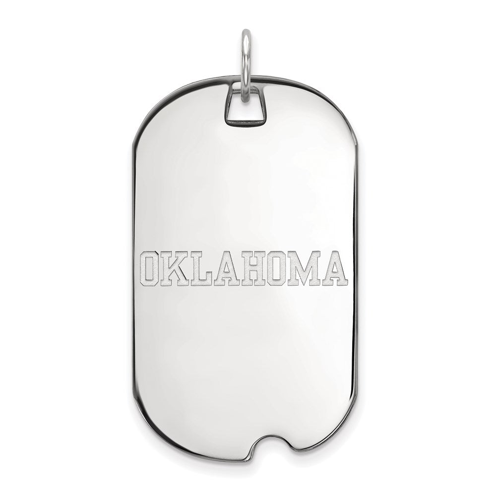 14k White Gold LogoArt University of Oklahoma Large Dog Tag Pendant