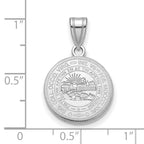 Sterling Silver Rhodium-plated LogoArt West Virginia University Medium Crest Pendant