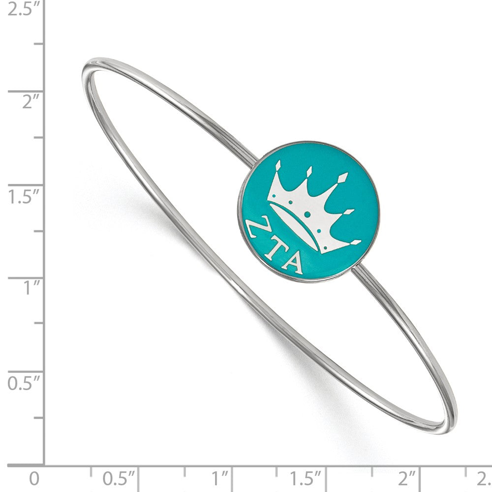 Sterling Silver Rh-plated LogoArt Zeta Tau Alpha Enameled Slip-on Bangle