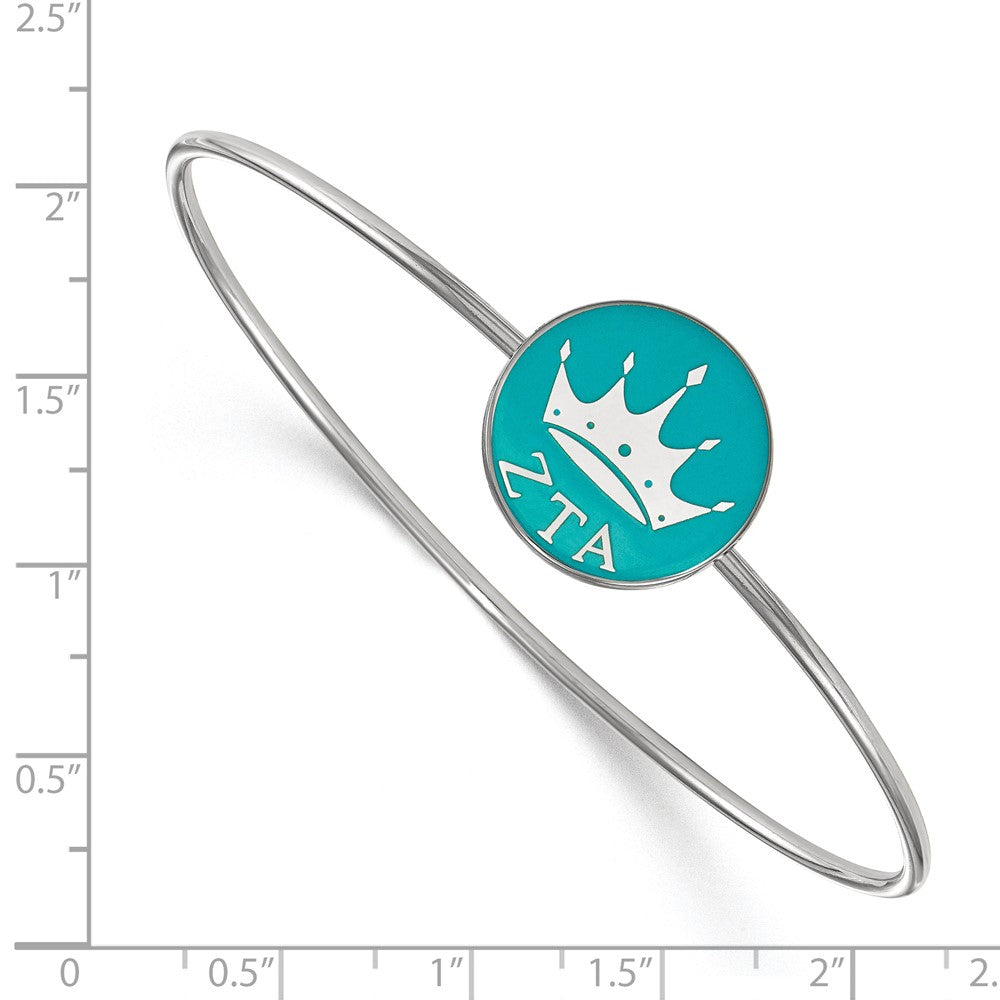Sterling Silver Rh-plated LogoArt Zeta Tau Alpha Enameled Slip-on Bangle
