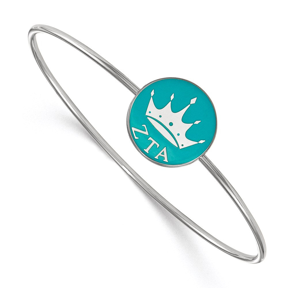 Sterling Silver Rh-plated LogoArt Zeta Tau Alpha Enameled Slip-on Bangle