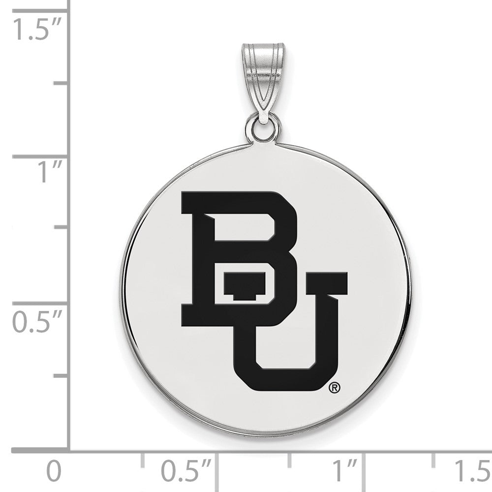 Sterling Silver Rhodium-plated LogoArt Baylor University Bears Extra Large Enameled Disc Pendant