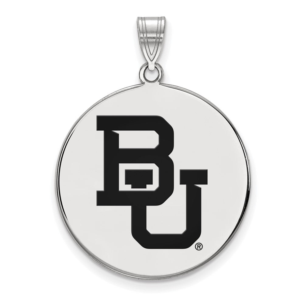 Sterling Silver Rhodium-plated LogoArt Baylor University Bears Extra Large Enameled Disc Pendant