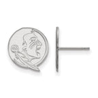 Sterling Silver Rhodium-plated LogoArt Florida State University Seminole Small Post Earrings
