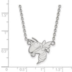 Sterling Silver Rhodium-plated LogoArt Georgia Institute of Technology Yellow Jacket Large Pendant 18 inch Necklace