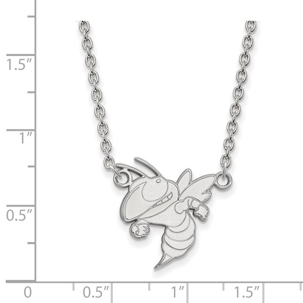 14k White Gold LogoArt Georgia Institute of Technology Yellow Jacket Large Pendant 18 inch Necklace