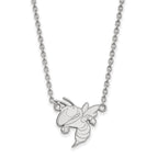 10k White Gold LogoArt Georgia Institute of Technology Yellow Jacket Large Pendant 18 inch Necklace