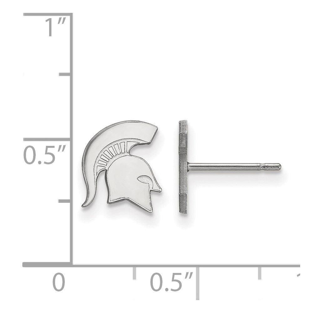 10k White Gold LogoArt Michigan State University Spartan Extra Small Post Earrings