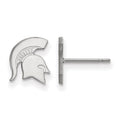 10k White Gold LogoArt Michigan State University Spartan Extra Small Post Earrings