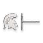 10k White Gold LogoArt Michigan State University Spartan Extra Small Post Earrings