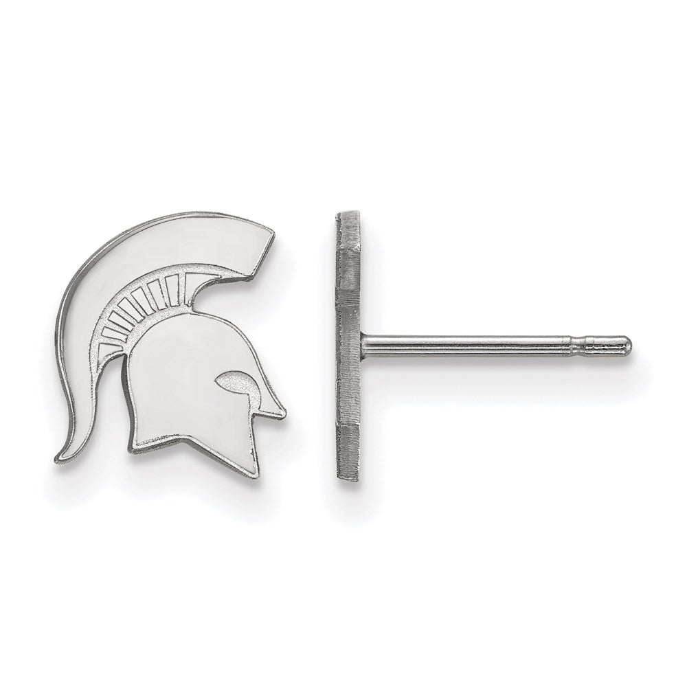10k White Gold LogoArt Michigan State University Spartan Extra Small Post Earrings