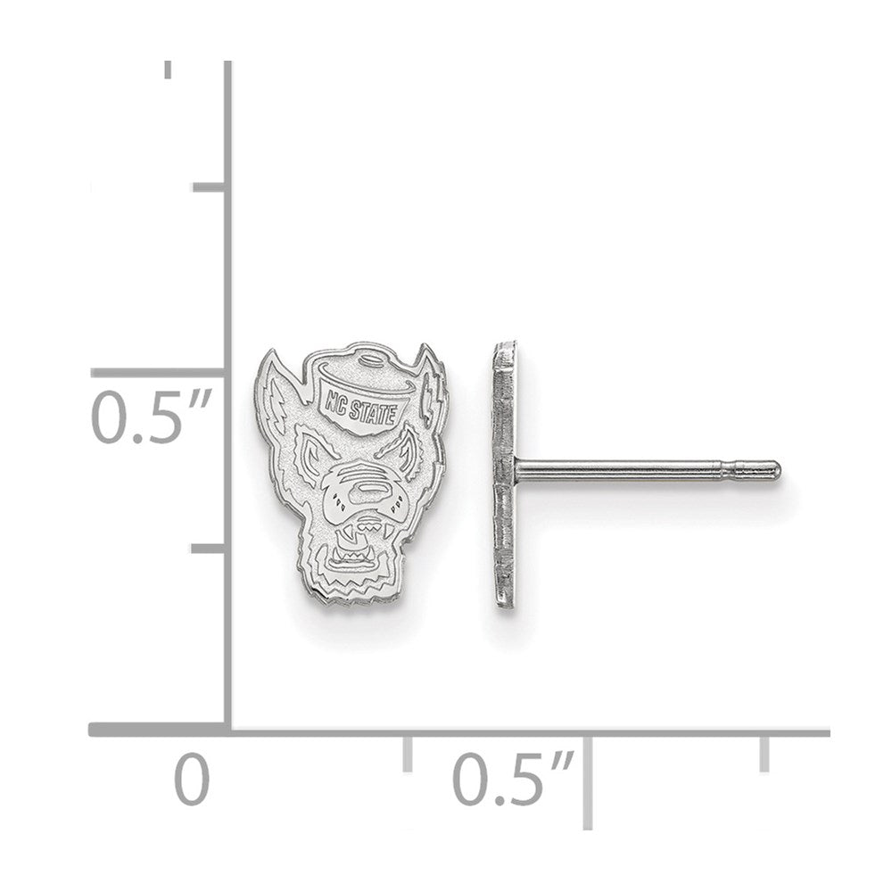 Sterling Silver Rhodium-plated LogoArt North Carolina State University Wolf Extra Small Post Earrings