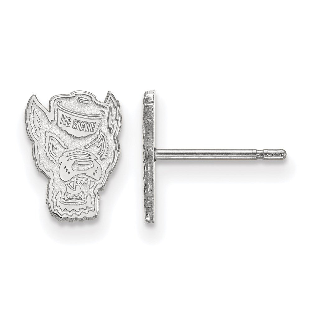 10k White Gold LogoArt North Carolina State University Wolf Extra Small Post Earrings