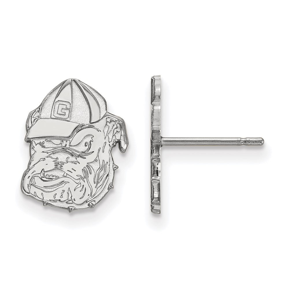 Sterling Silver Rhodium-plated LogoArt University of Georgia Bulldog Small Post Earrings